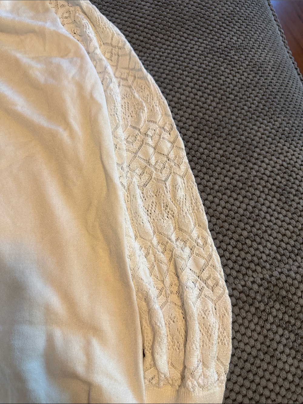 Petite Sophisticate Lace-Sleeve Long-Sleeve Tee in Ivory - Picture 5 of 5
